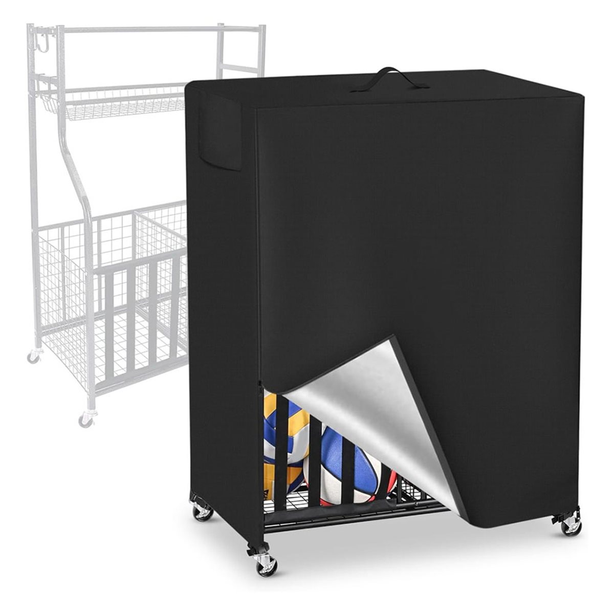 Sports Equipment Organizer Rack - Cubierta para estante de baloncesto, cubierta
