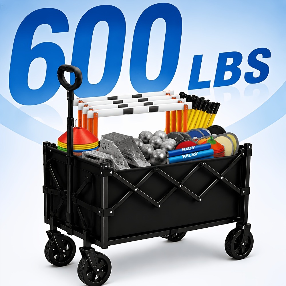 Sports Equipment Wagon - Carro utilitario plegable para jardín, resistente,