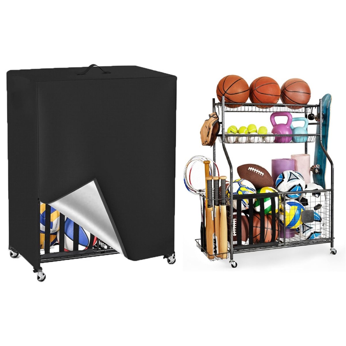 Cubierta para estante de balon - Sports Equipment Organizer Rack reseña y precio
